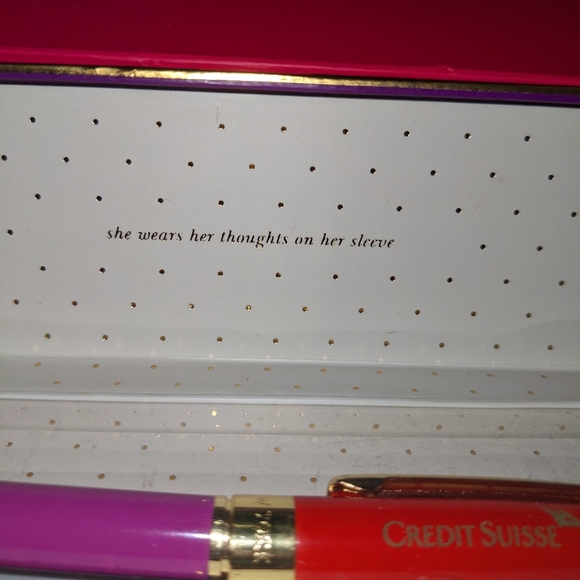 Last Min Gift! Kate Spade Thoughts on her Sleeve Ball Point Pen Pink & Purple w - Picture 7 of 9